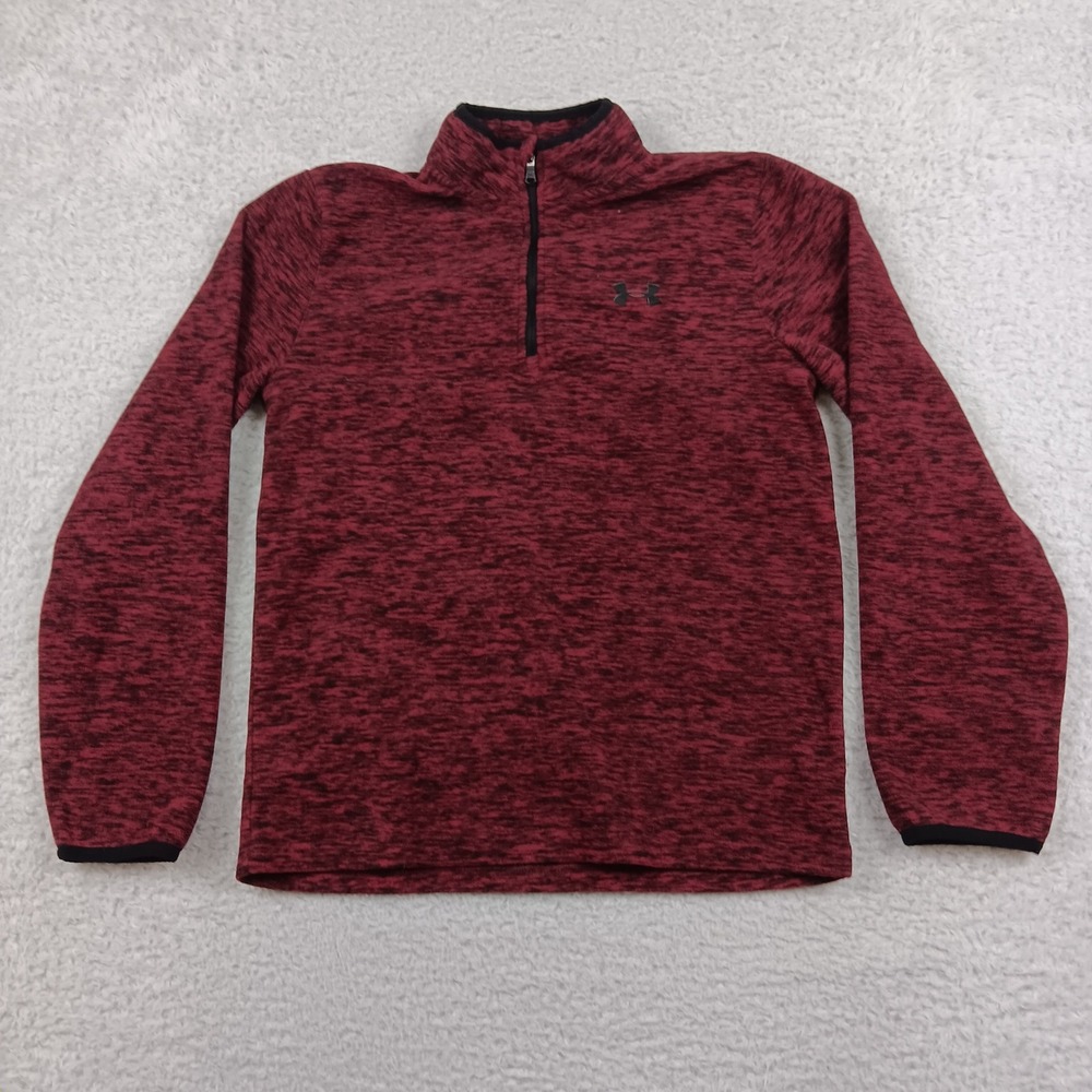 Under Armour Pullover Quarter Zip Youth Large Red Space Dye Logo